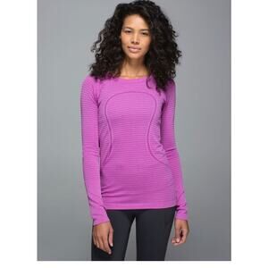 Lululemon Run Swiftly Tech Long Sleeve Seamless Stripe Shirt Size 8 Purple